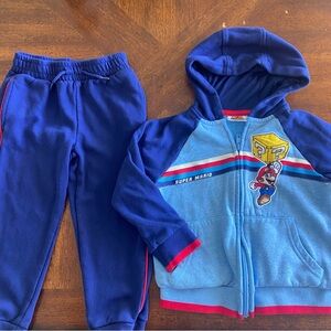 Nintendo Super Mario Retro Vintage Kids Blue Jogger Set XS 4/5